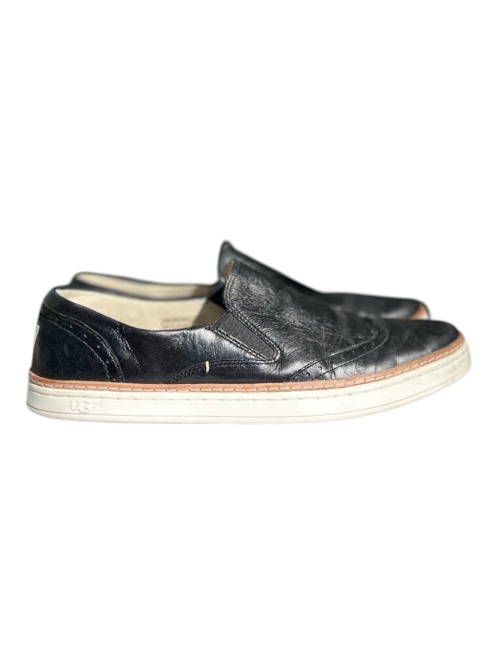 Ugg Black Leather Slip On Shoes Size 9.5